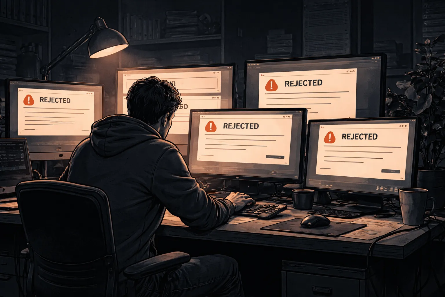 App rejection themed hero visual.